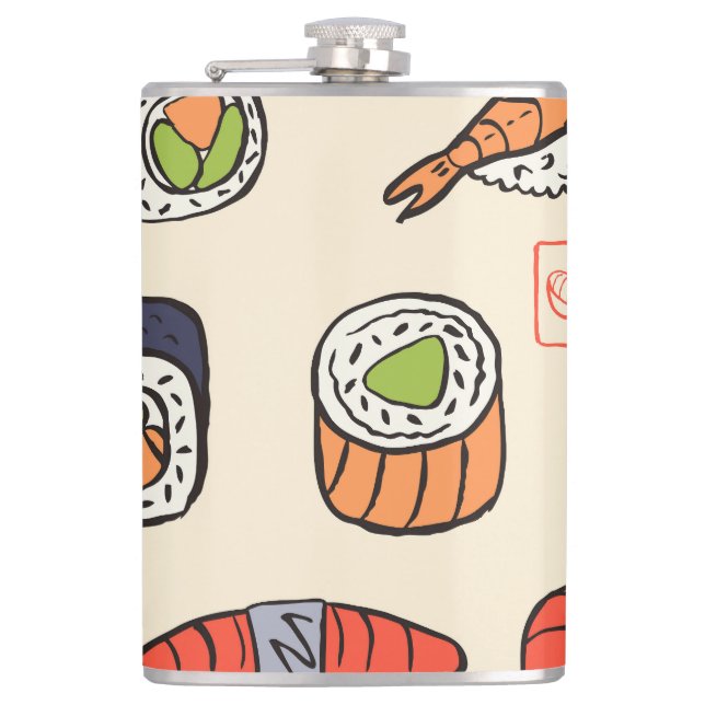 Flasques Cuisine sushi, design motif sans soudure. (Devant)