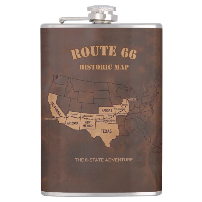 Flasques Custom Route 66 Centennial Map Travel (Devant)