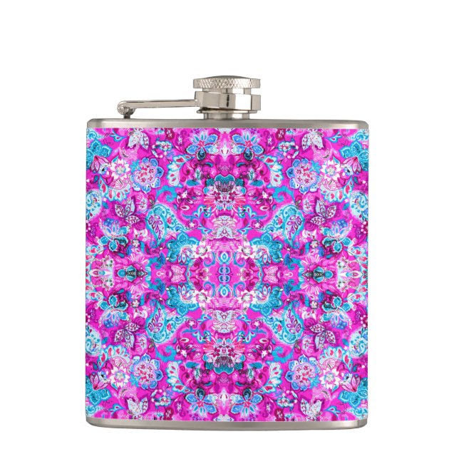Flasques Cute blue pink flowers patterns (Devant)