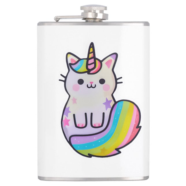 Flasques Cute chat licorne arc-en-ciel (Devant)