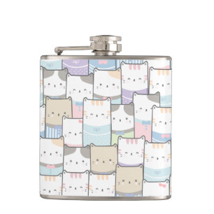 Flasques Cute Doodle Kitten Visages Motif