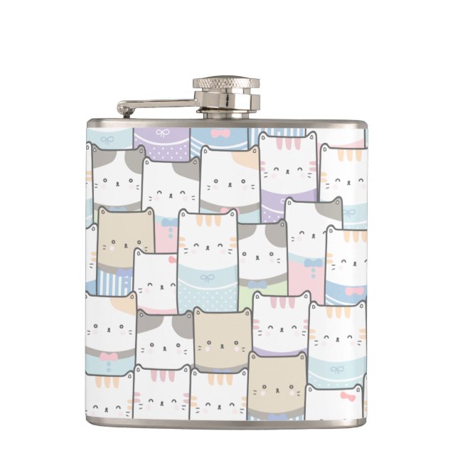 Flasques Cute Doodle Kitten Visages Motif (Devant)
