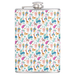 Flasques Cute et colorée Jungle Animaux Motif