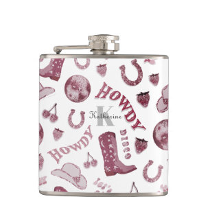 Flasques Cute Girl Rose Disco Nom de la fille Monogramme