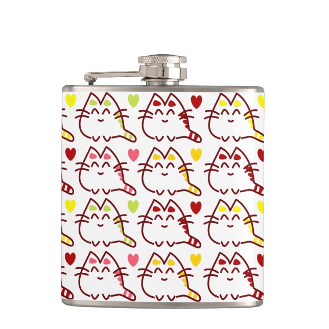 Flasques Cute Kawaii Chats et Coeurs Motif (Devant)