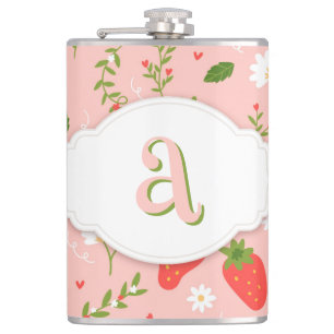 Flasques Cute Motif de fraise vinyle enveloppé