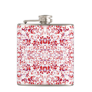 Flasques Cute red white floral pattern