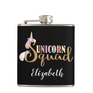 Flasques Cute Unicorn Squad Gold Parties scintillant Fairy