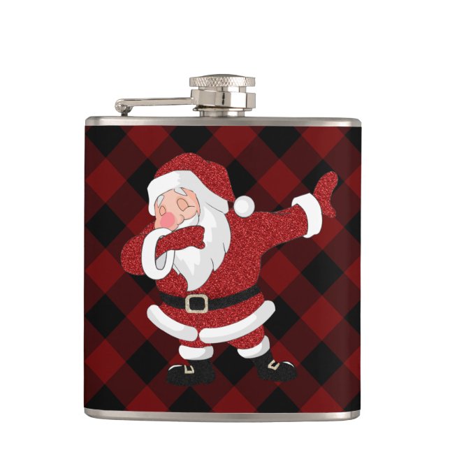 Flasques Dabbing Red Plaid Santa Claus | Fun Rustic Buffalo (Devant)