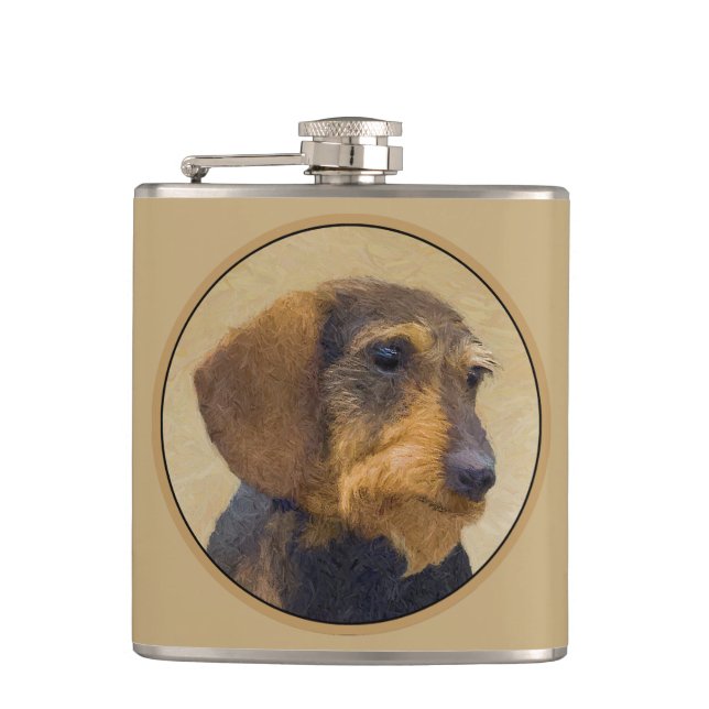 Flasques Dachshund (À poils durs) Peinture Chien Art origin (Devant)