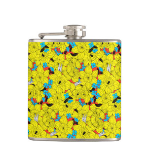 Flasques Daffodiques motif floral printanier