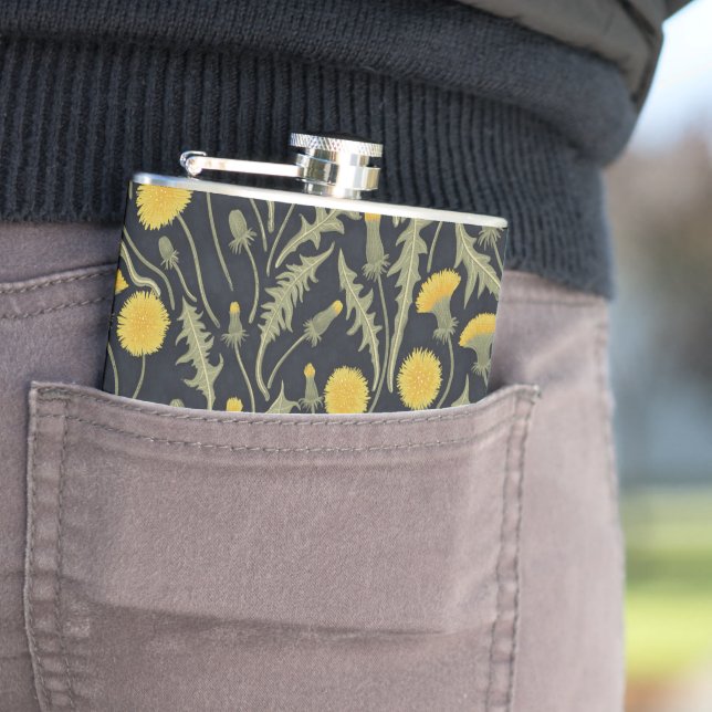 Flasques Dandelions, vert, jaune et noir (En situation)