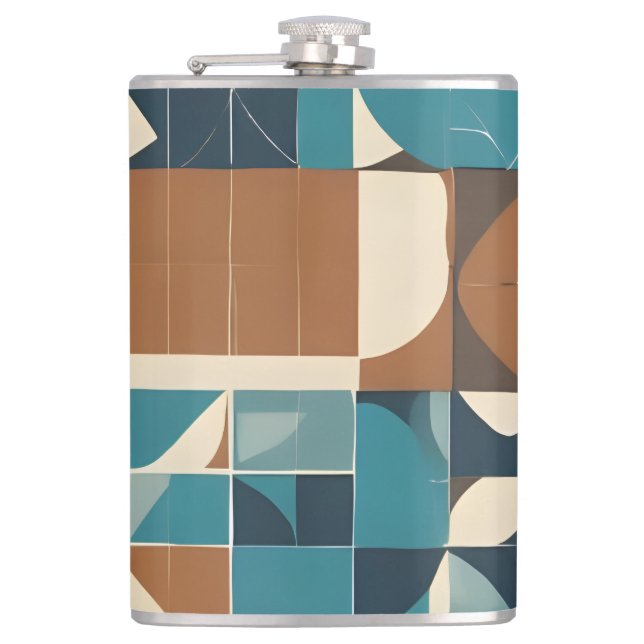 Flasques Dark Blue, Teal, Brown, and Tan Geometric Pattern (Devant)