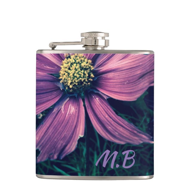 Flasques Dark Purple Flowers Photo Art Monogram (Devant)