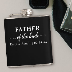 Flasques Date du mariage et noms Père de la mariée noir