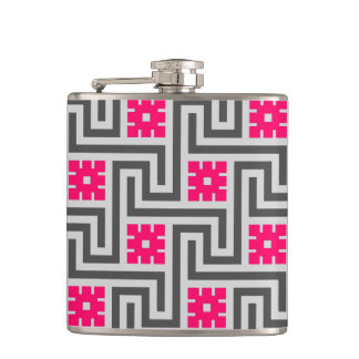 Flasques Décor grec, gris / gris et rose Fuchsia