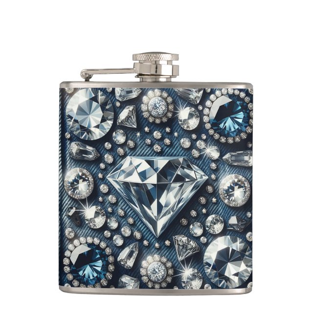 Flasques Denim & Diamonds Bling Bijoux Glamour Pierres Préc (Devant)