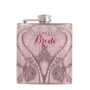 Flasques Dentelle Fille Tint Rose Et Purls Bride Flask