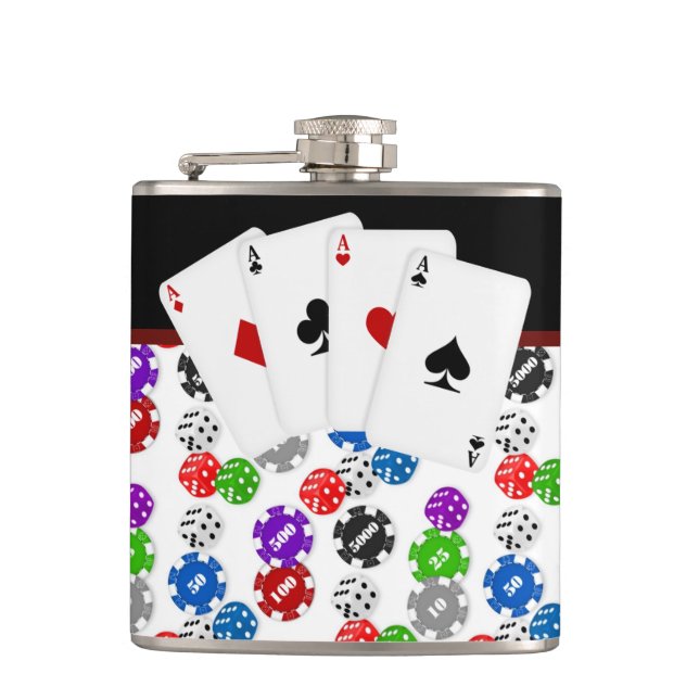 Flasques Dés Jetons de Poker et As (Devant)