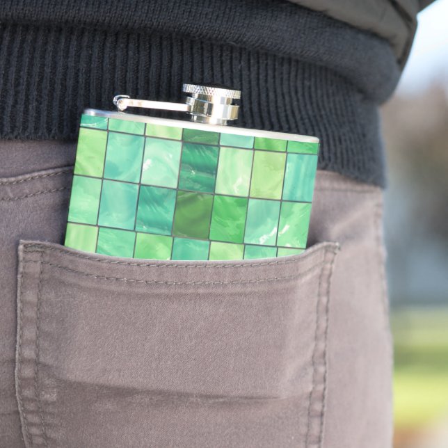 Flasques Design Carré vert (En situation)
