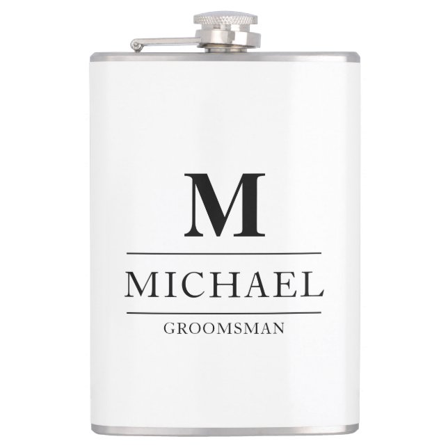 Flasques Design moderne Groomsmen Cadeaux Monogramme Best M (Devant)