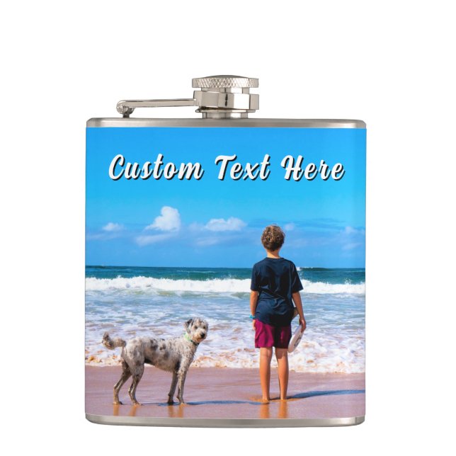 Flasques Design Your Own Pet Photo Flask Gift Custom Text (Devant)