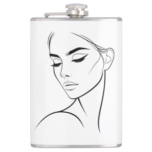 Flasques Dessin à visage féminin d'une ligne no3