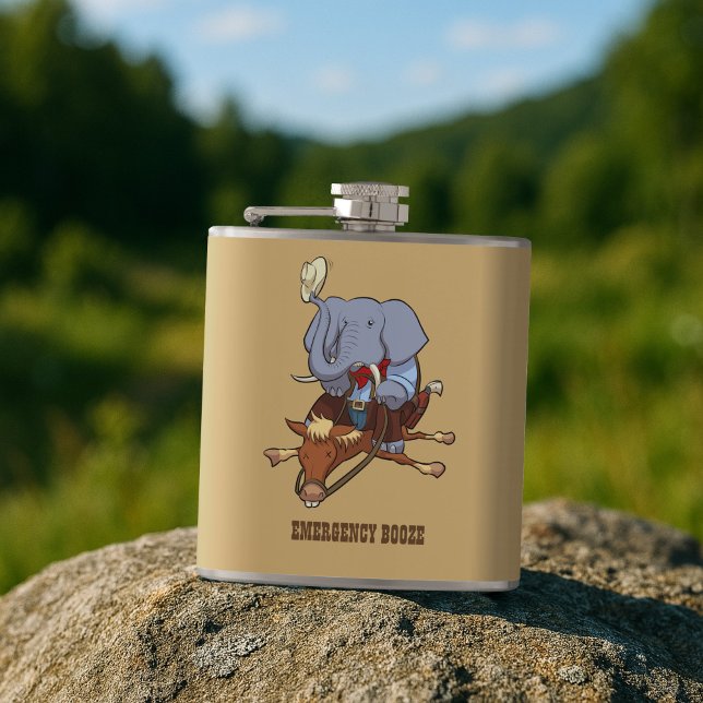 Flasques Dessin animé de cow-boy éléphant d'urgence de bièr (Créateur téléchargé)