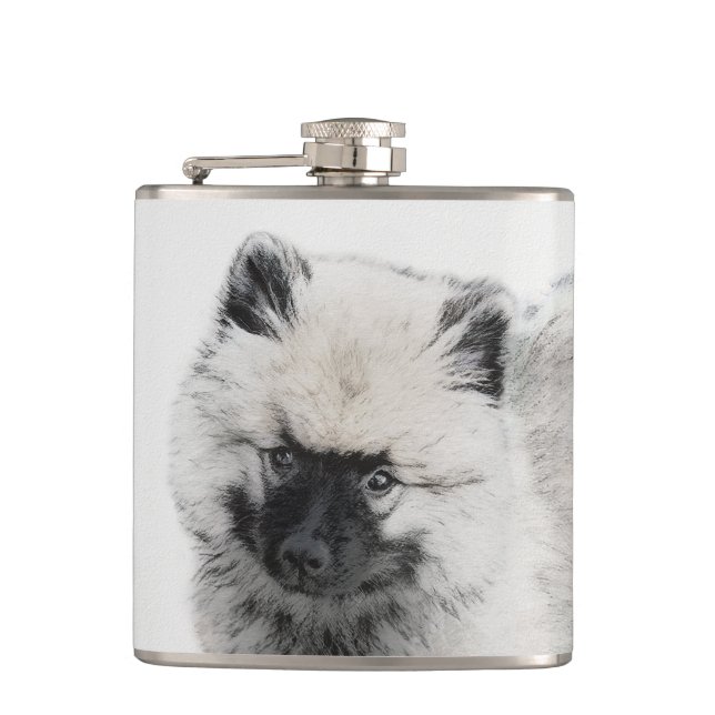 Flasques Dessin Keeshond Chiot - Joli dessin original Chien (Devant)