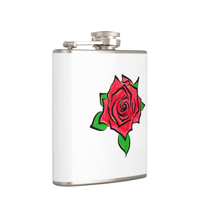 Flasques Dessin rose d'art de rose rouge de peinture simple (Droite)