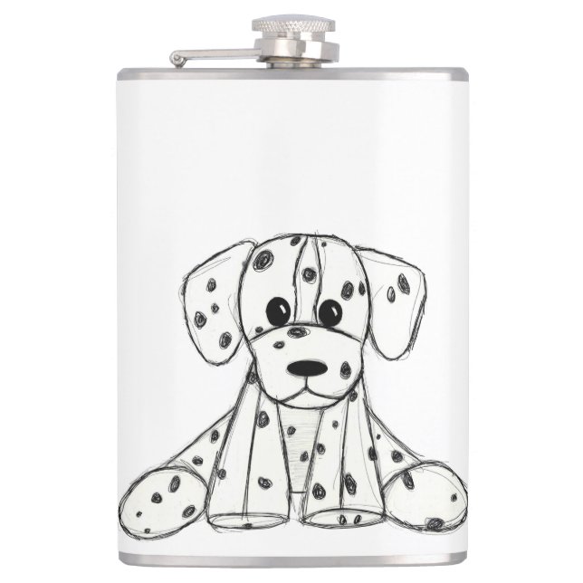 Flasques Dessin simple de contour de chien en peluche dalma (Devant)