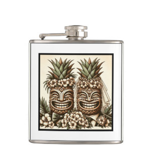 Flasques Deux mariés Tête de Tiki d'ananas gay Mariage rétr