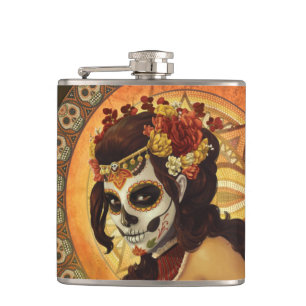 Flasques Dia De Los Muertos Throw Pillow
