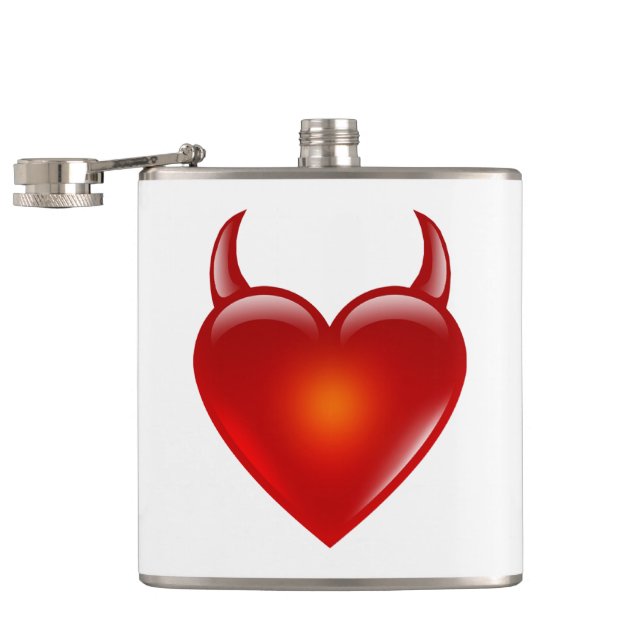 Flasques Diable Coquin Cœur avec des Corne (Ouvert)