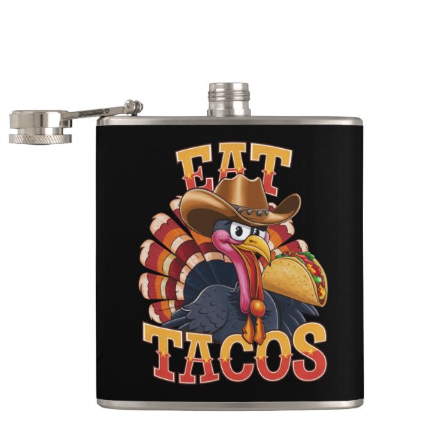 Flasques Dinde de Thanksgiving Manger des Tacos  Drôle Mexi (Ouvert)