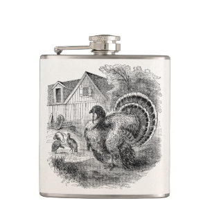 Flasques Dindes vintages - oiseaux personnalisés de la