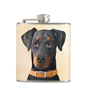 Flasques Doberman Pinscher Peinture non découpée Art origin