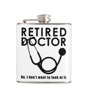 Flasques Docteur retraité w Stethoscope et Sassy Funny Cit