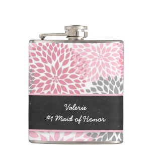 Flasques Domestique grise rose de dahlia de cadeau de noce