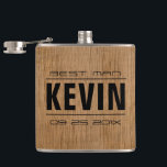 Flasques Dons Groomsman-Wood Texture Imprimer<br><div class="desc">Elégant groomsman. et meilleur homme mariage gistes modèle. texture du bois naturel image du bois imprimé sur flacon.</div>