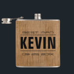 Flasques Dons Groomsman-Wood Texture Imprimer<br><div class="desc">Elégant groomsman. et meilleur homme mariage gistes modèle. texture du bois naturel image du bois imprimé sur flacon.</div>