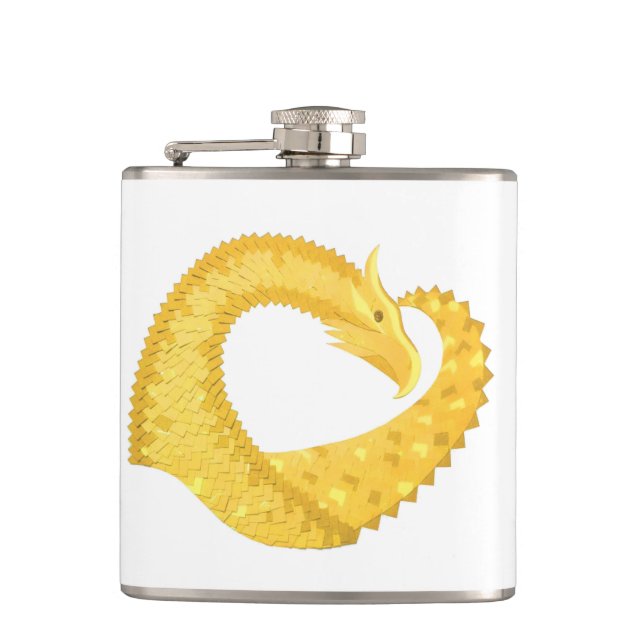 Flasques Dragon de coeur jaune sur blanc (Devant)