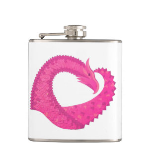 Flasques Dragon de coeur rose chaud sur blanc