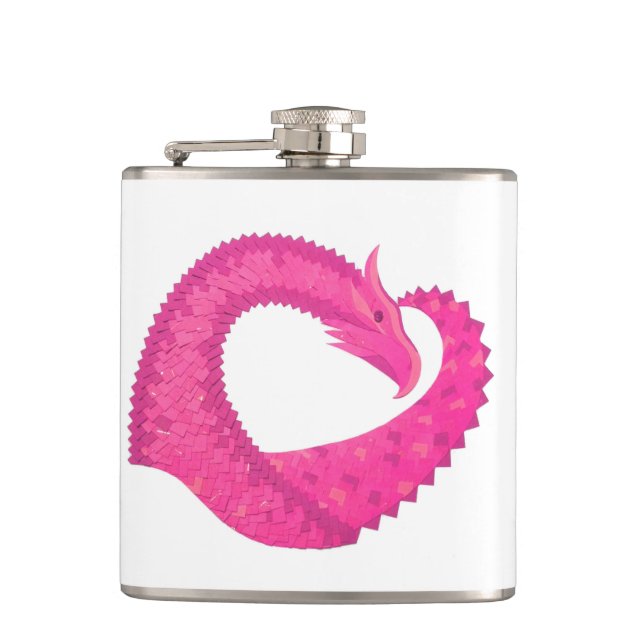 Flasques Dragon de coeur rose chaud sur blanc (Devant)