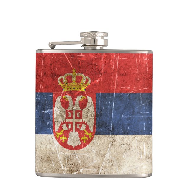 Flasques Drapeau âgé et rayé de cru de la Serbie (Devant)