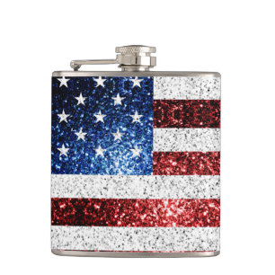 Flasques drapeau américain rouge blanc brillant parties sci