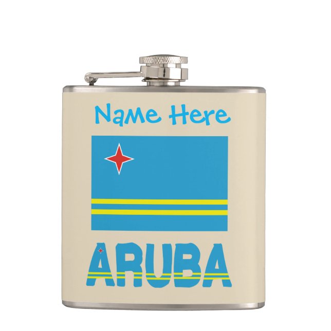 Flasques Drapeau Aruba et Aruba avec personnalisation (Devant)