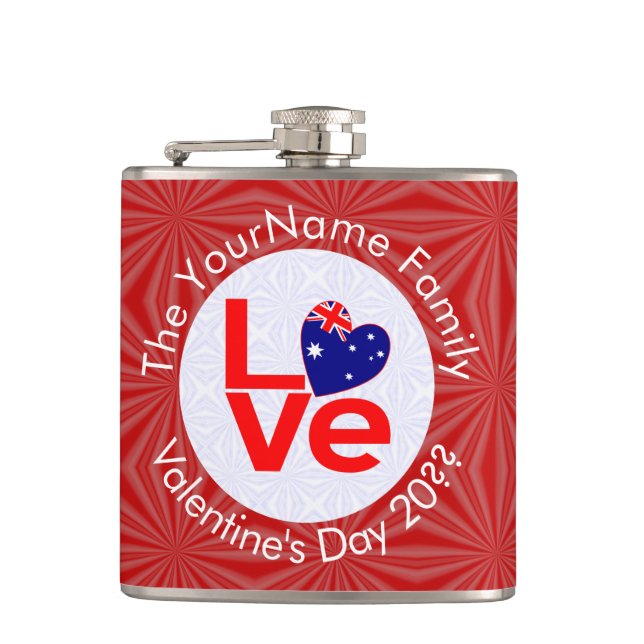 Flasques Drapeau Australien Rouge Lettres LOVE Drapeau Pers (Devant)