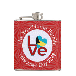 Flasques Drapeau bahamien rouge lettre LOVE Drapeau personn