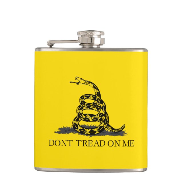 Flasques Drapeau Gadsden Ne me marche pas dessus NOIR JAUNE (Devant)